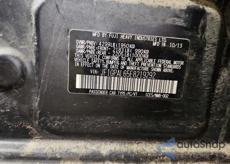 2014 Subaru Impreza Sport Premium from USA, damaged, VIN JF1GPAL65E8219292